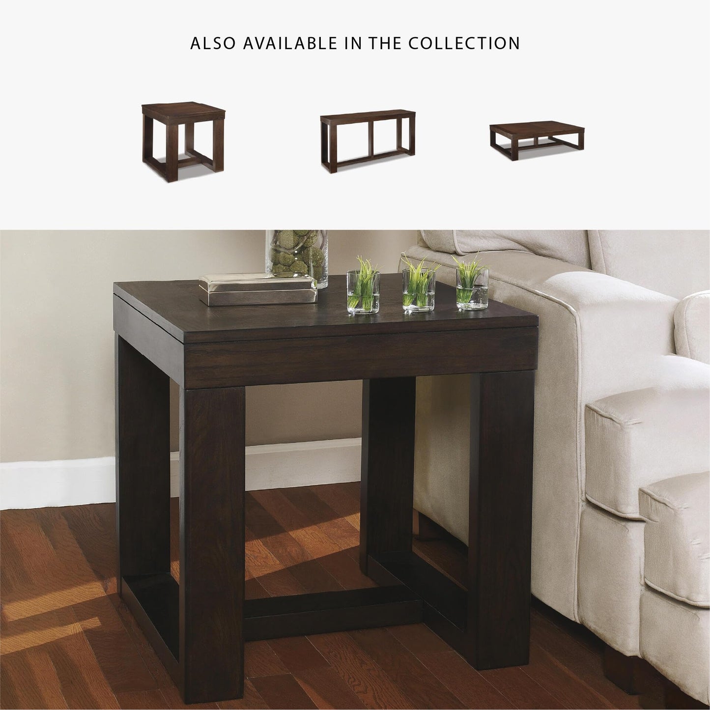 Signature Design by Ashley Watson Classic Oversized Square End Table, Dark Brown