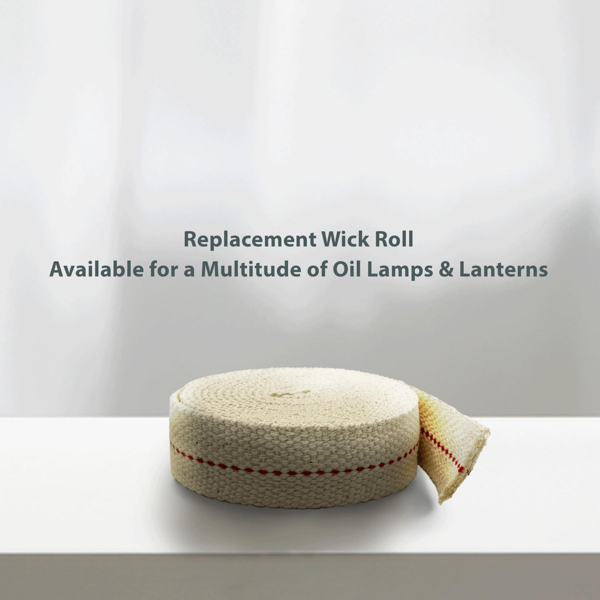 Light of Mine - 7/8" Inch 6' Foot, 100% Cotton Flat Wick for Paraffin Oil, Kerosene Based Lanterns, and Oil Lamps with Genuine Red Stitch (7/8" - 6' Roll)