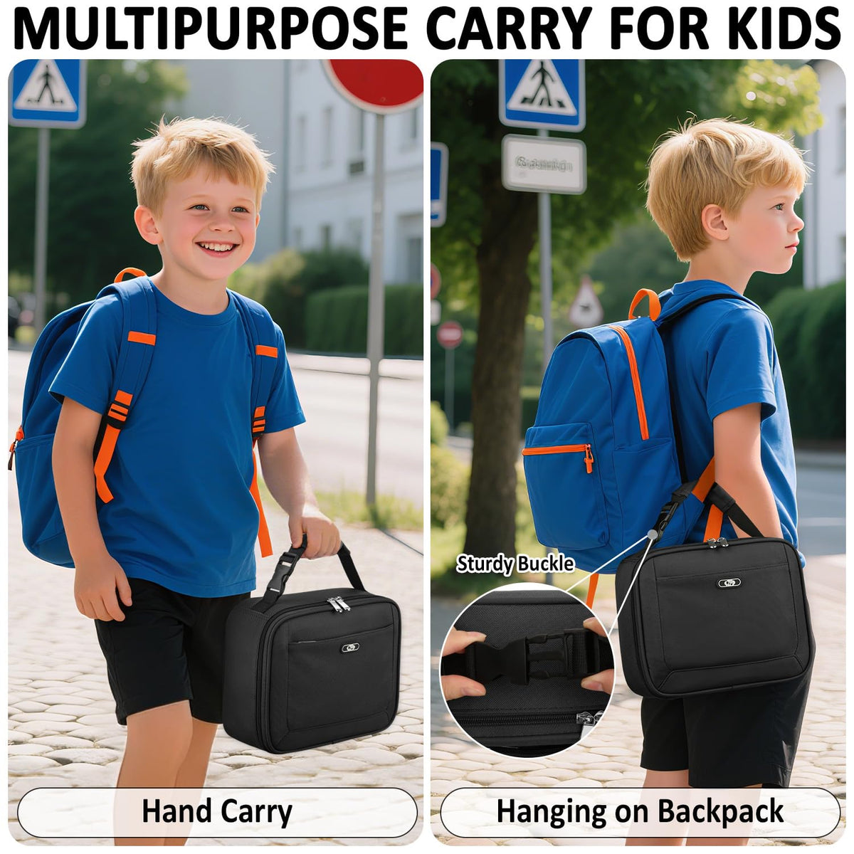 Tenot Lunch Box Kids Insulated Lunch Tote Bag Black