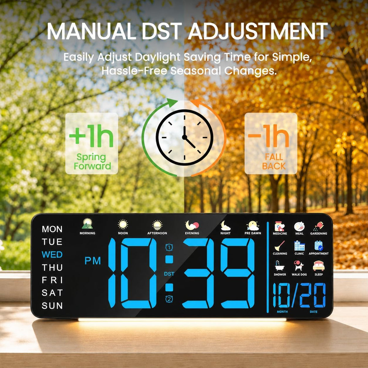 Hoifen 16" Large Digital Wall Clock with Remote, LED Day & Date Display