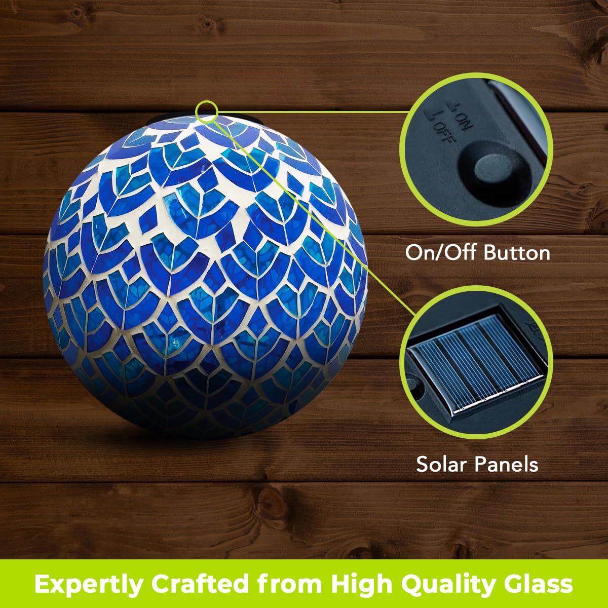 Briarwood Lane Everyday Gazing Ball 10x10 Blue and White Scalloped Solar LED Gazing Ball