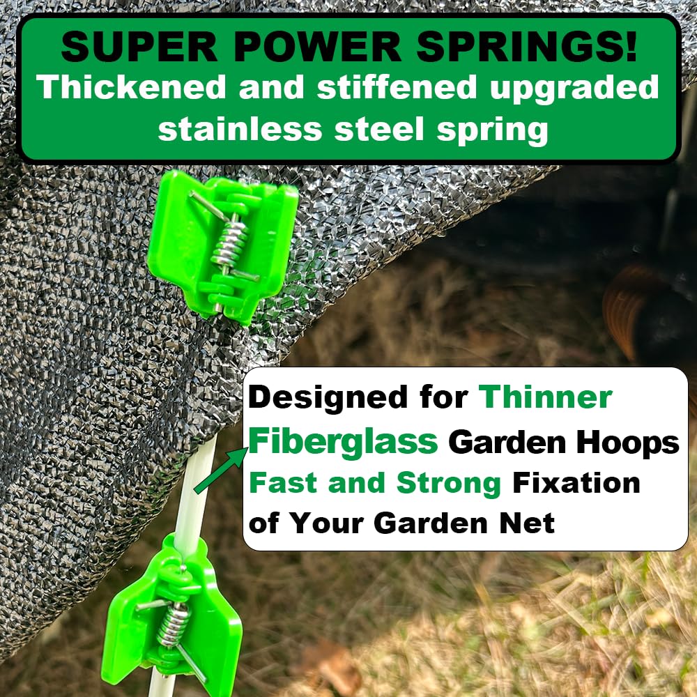 PirateAnt Greenhouse Clamps for 0.157-0.472inch Greenhouse Hoops(Fiberglass Support Hoops),Plant Support.for Fixing Plant Cover,Plastic Sheeting,Film Row Cover,Garden net.（30pcs)