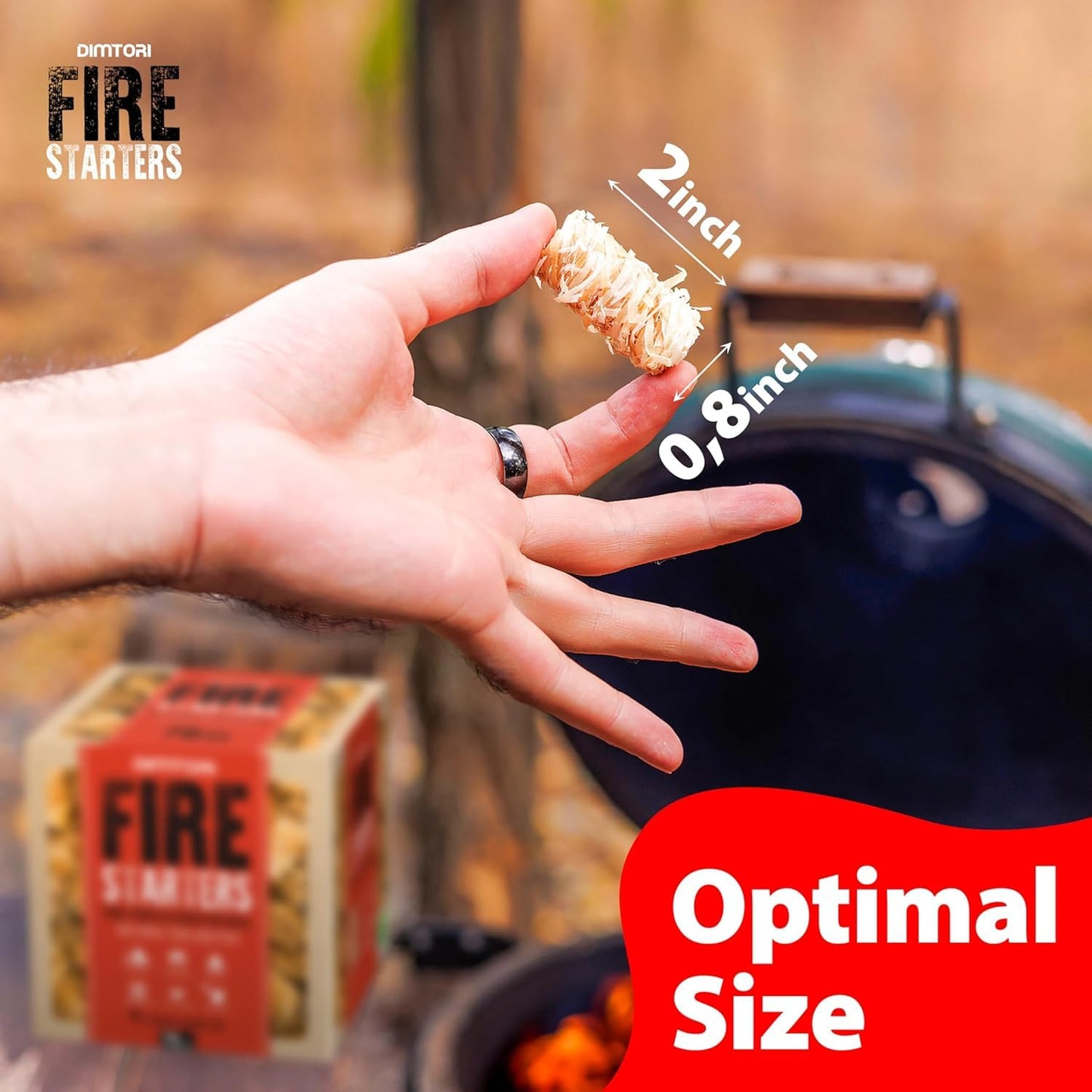 DIMTORI 70 pcs Fire Starter - Natural Fire Starters for Campfires, Fire Pit, Pizza Oven, Fireplace, Smoker, BBQ, Pellet Stove & Wood - Fire Starters for Grill, Charcoal Starter