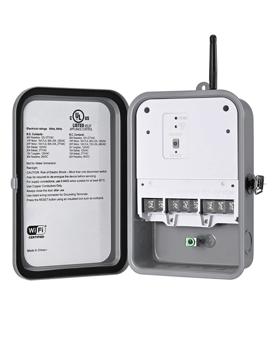 DEWENWILS Pool Pump Timer, Outdoor Smart Wi-Fi Box, Heavy Duty 40A 120-277 VAC 2HP Wireless Controller for Pool, Water Heater, Compatible with Smart Phone, Alexa, Google Assistant, UL Listed