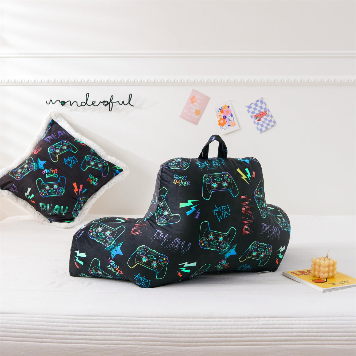 A Nice Night 17" Kids Bed Wedge Reaing Pillows with Arms for Sitting