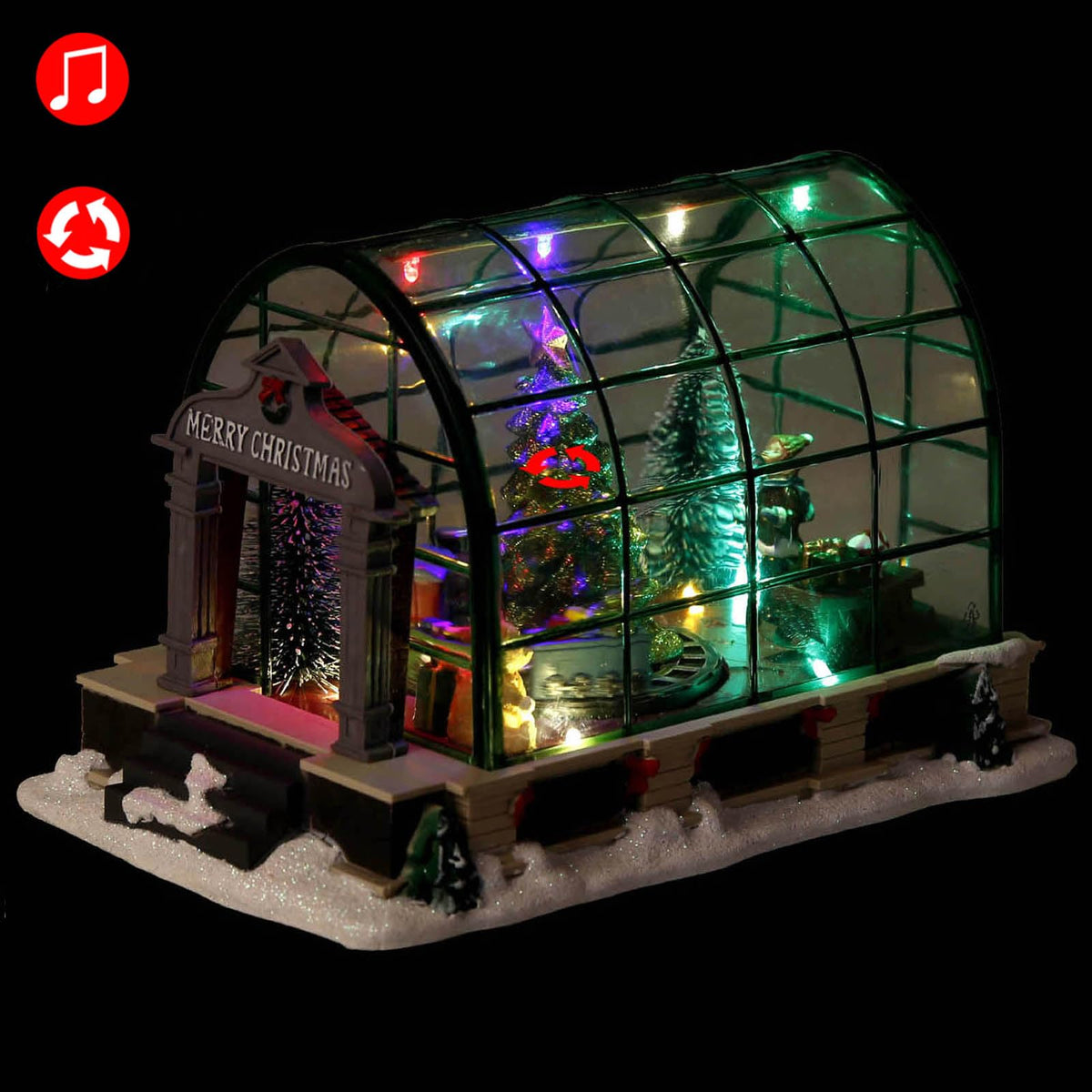 innodept12 Animated Lighted Christmas Village Greenhouse