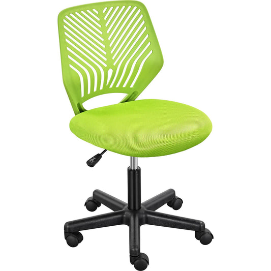 Yaheetech Kids Cute Desk Chair Armless Small Computer Chair with Lumbar Support for Teens Low-Back Bedroom School, Green
