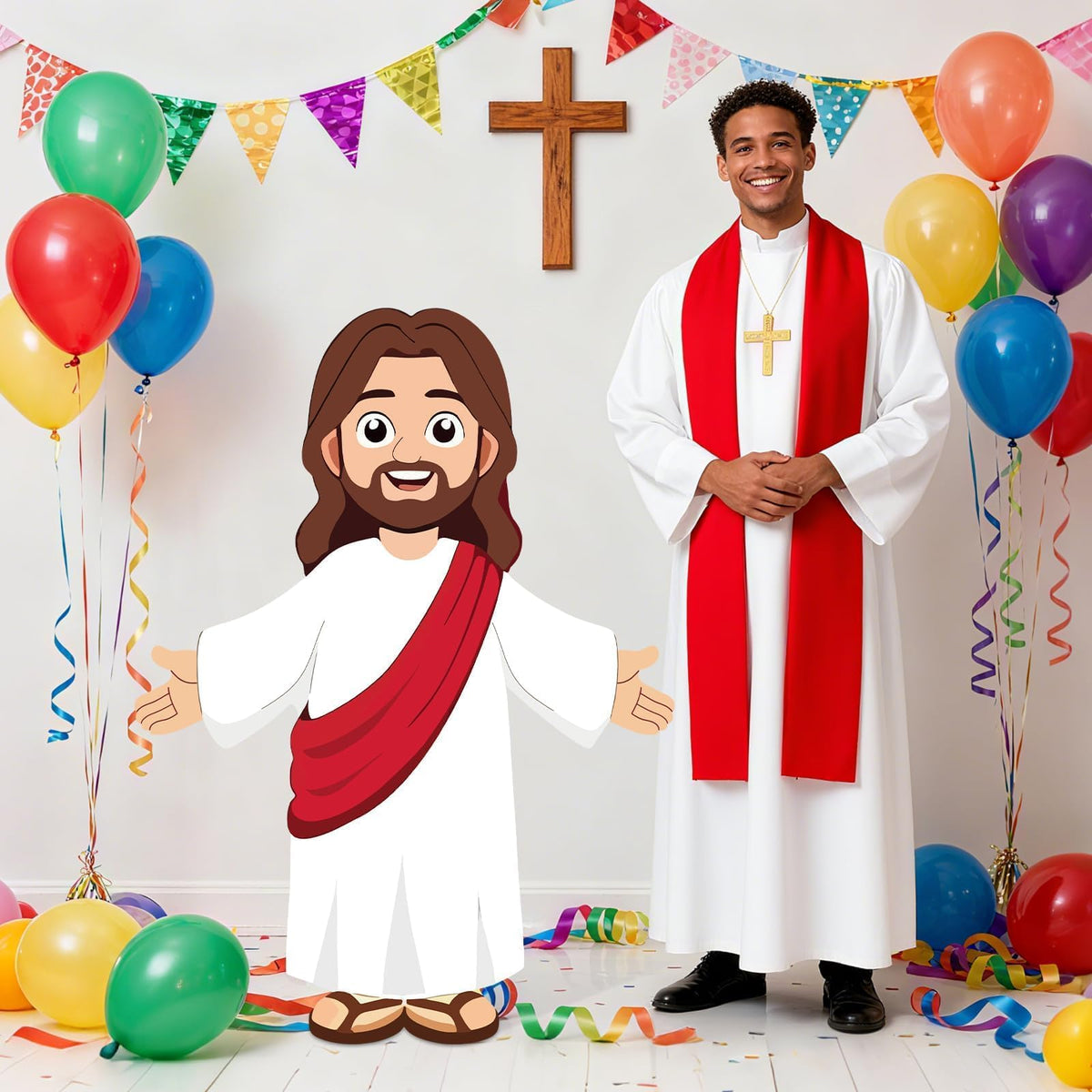 APUDWN 4 Ft Christ Jesus Cutout Stand Up Christmas Party Decor