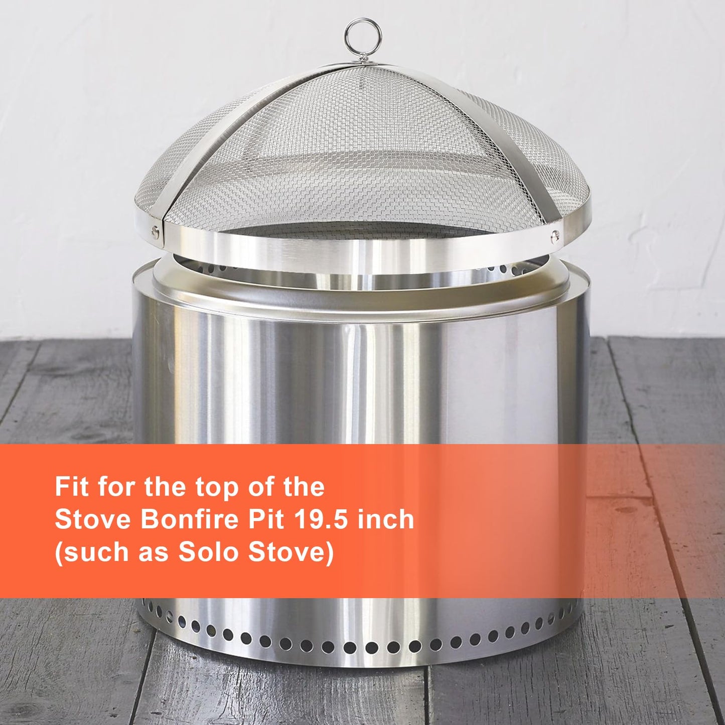 Spark Screen for Solo Stove Bonfire 19.5-Inch, Stainless Steel Mesh Cover with Removable Handle, Fire Pit Spark Guard for Patio, Backyard, Camping