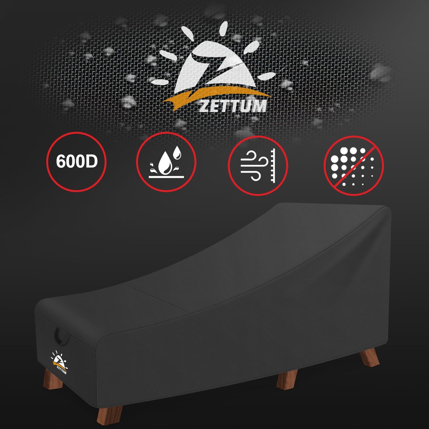 Zettum Outdoor Lounge Chair Cover - 600D Waterproof Patio Chaise Lounge Chair Cover, Fade-Resistant Outdoor Seating Covers, Lawn Bench Furniture 68 x 30 x 30 Inch