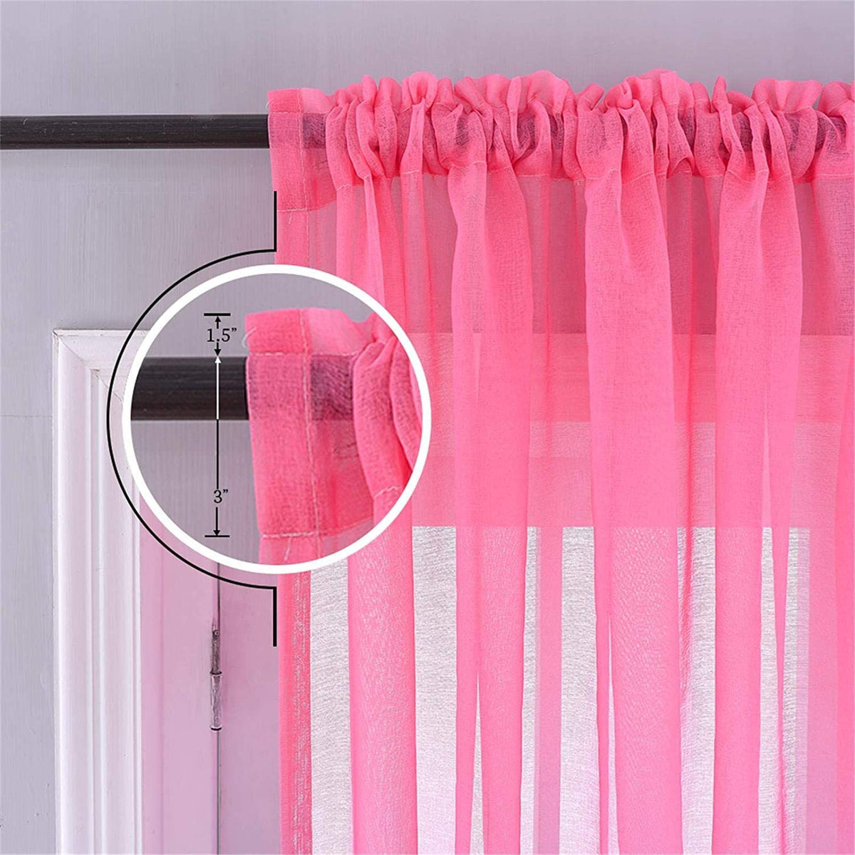 Yancorp Sheer Curtain Semi Bedroom Curtains 63 inches Length Linen Pink Blue Ombre Curtains Rod Pocket Drapes Girls Living Room Mermaid Bedroom Nursery Kids Window Decor, 1 Panel(Pink Blue, 40"x63")