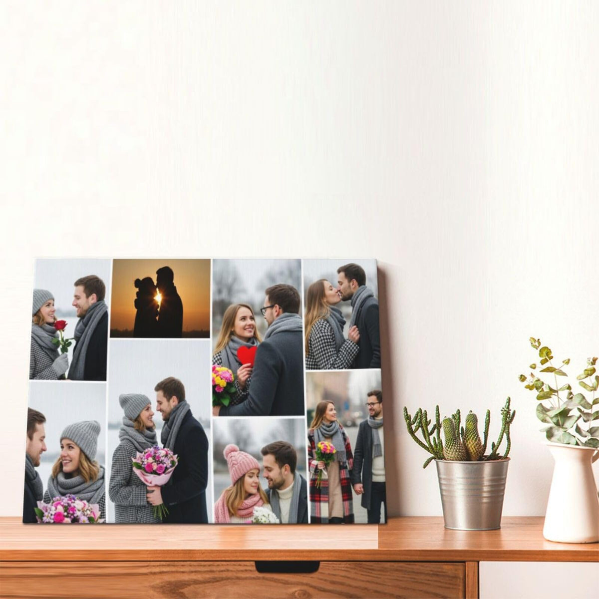 Nxwdwqa Custom Canvas Prints with Your Photos Prints, Personalized Canvas Wall Art, Upload Your Photo to Wall Art, Home Decor Gift for Family, Mom, Dad, Wedding, Pets (8 Photos)