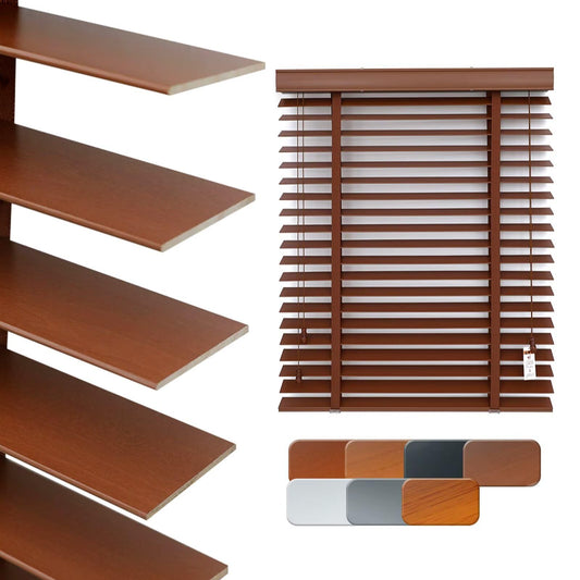 2" Slats Wood Blinds for Indoor Windows, Dark Walnut 36" WX48 H
