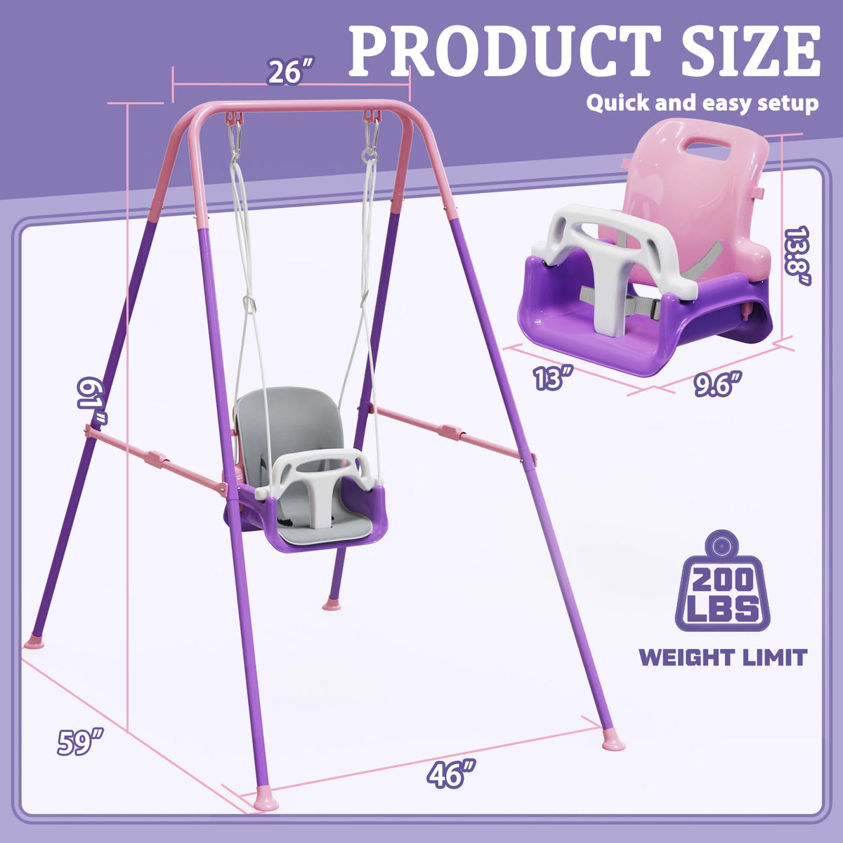 2 in 1 Toddler Swing & Baby Jumper, Foldable Baby Bouncer with Soft Cushion