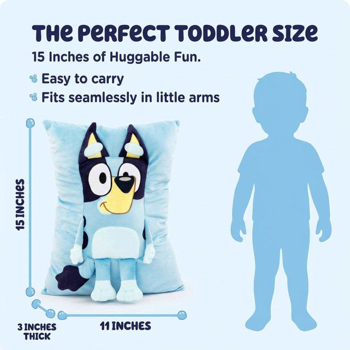 Bluey Snuggle Pillow - Super Soft Plush Decorative Throw Pillow - Measures 15 Inches (Official Bluey Product)