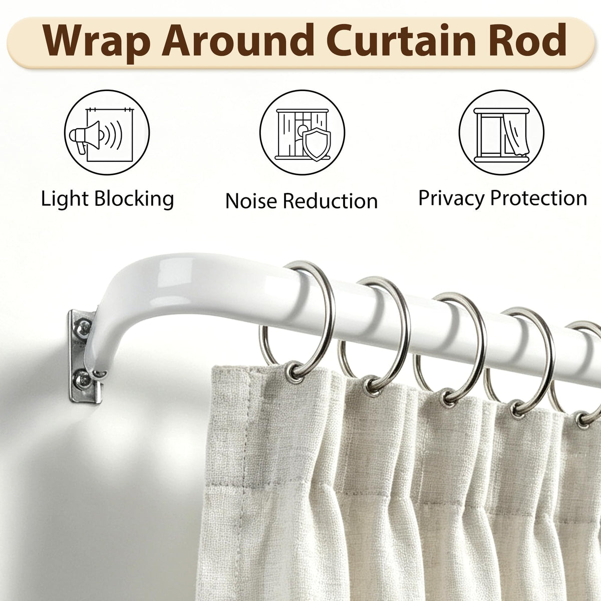 Yafa Home Fashion Heavy Duty Single Standard Adjustable Curtain Rod Hardware Included, Projection distance from the wall 2.5 inches(White, 26"-48")