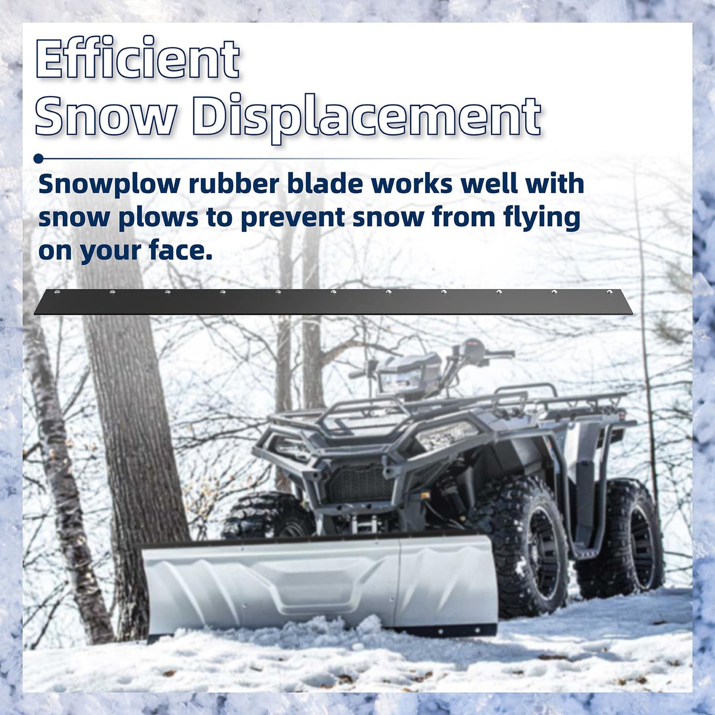 Universal Snow Plow Blade Flap Compatible with Kolpin & Polaris for 48"-72" Blades,72" x 6" x 1/4" Snow Plow Rubber Deflector Edge Fit for ATVs,UTVs,Side-by-Sides and 4-Wheelers,Snow Plow Accessories