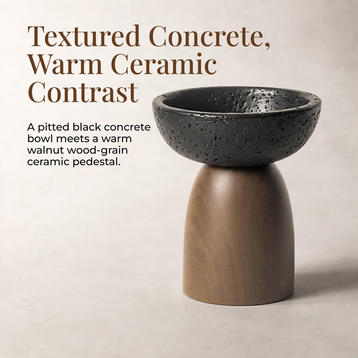 Concrete Candle Holder, Black Concrete Bowl, 5.5 in Tall, Fits 3 in Candles