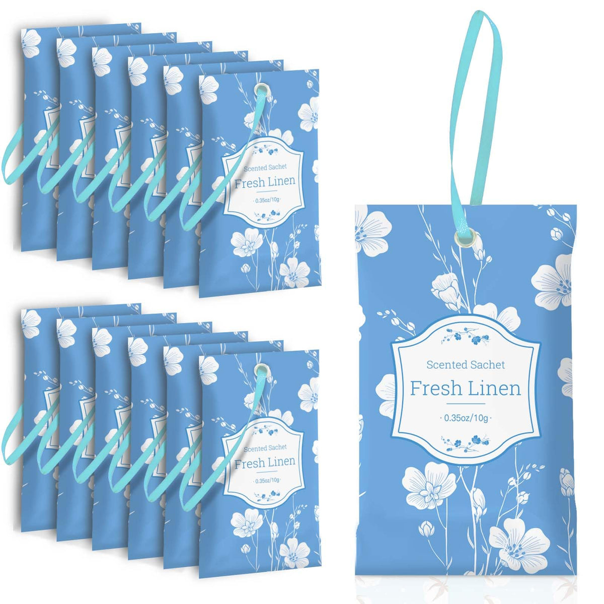 SCENTORINI Scented Sachets for Drawer and Closet, Fresh Linen Scent 14 Pack