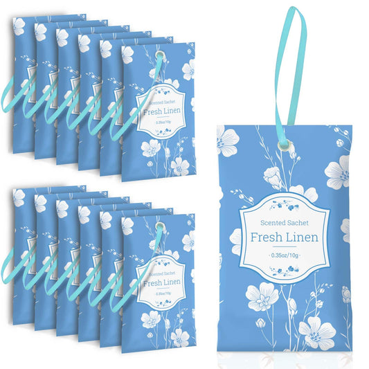 SCENTORINI Scented Sachets for Drawer and Closet, Fresh Linen Scent 14 Pack