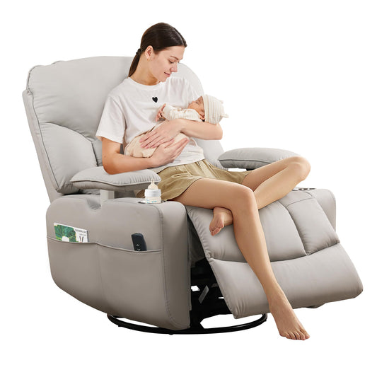 SUNWAVE Power Nursery Rocking Chair with Adjustable Armrests for Nursing