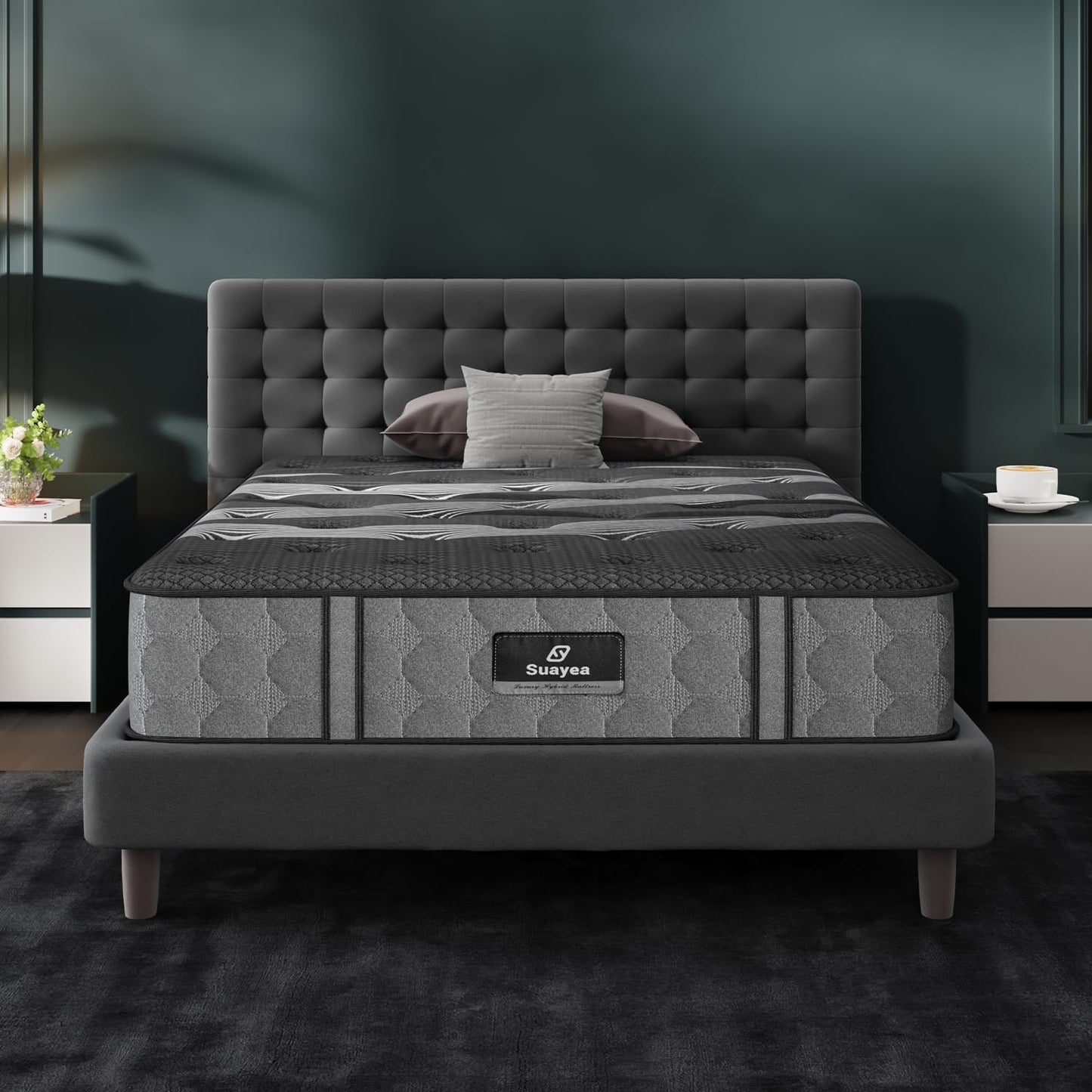 SUAYEA Twin XL Mattress, 8 Inch Luxury Hybrid XL Twin Mattress in a Box, Cooling-Gel Memory Foam & Individual Pocket Springs, Pressure Relief, Medium Firm, Fiberglass-Free, 365-Night Trial