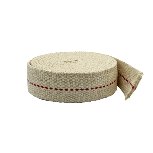 Light of Mine - 7/8" Inch 6' Foot, 100% Cotton Flat Wick for Paraffin Oil, Kerosene Based Lanterns, and Oil Lamps with Genuine Red Stitch (7/8" - 6' Roll)