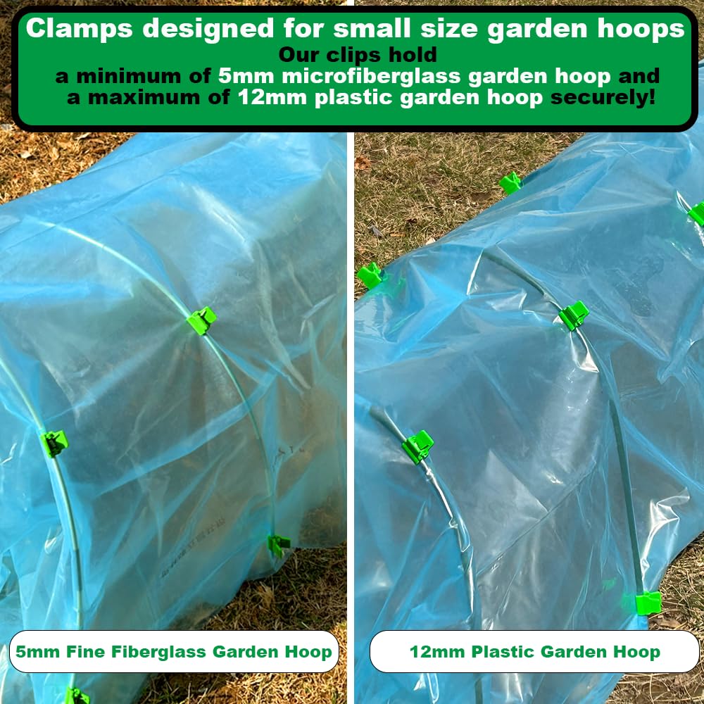 PirateAnt Greenhouse Clamps for 0.157-0.472inch Greenhouse Hoops(Fiberglass Support Hoops),Plant Support.for Fixing Plant Cover,Plastic Sheeting,Film Row Cover,Garden net.（30pcs)