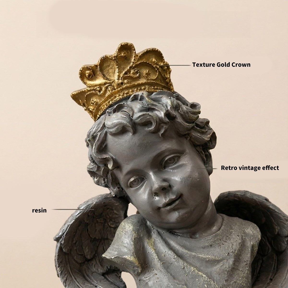 Sisyeuo Decorative Resin Head Statue Figurine with Intricate Crowns Suitable for Garden and Interiors Elegant Spaces Resin Bust Statue