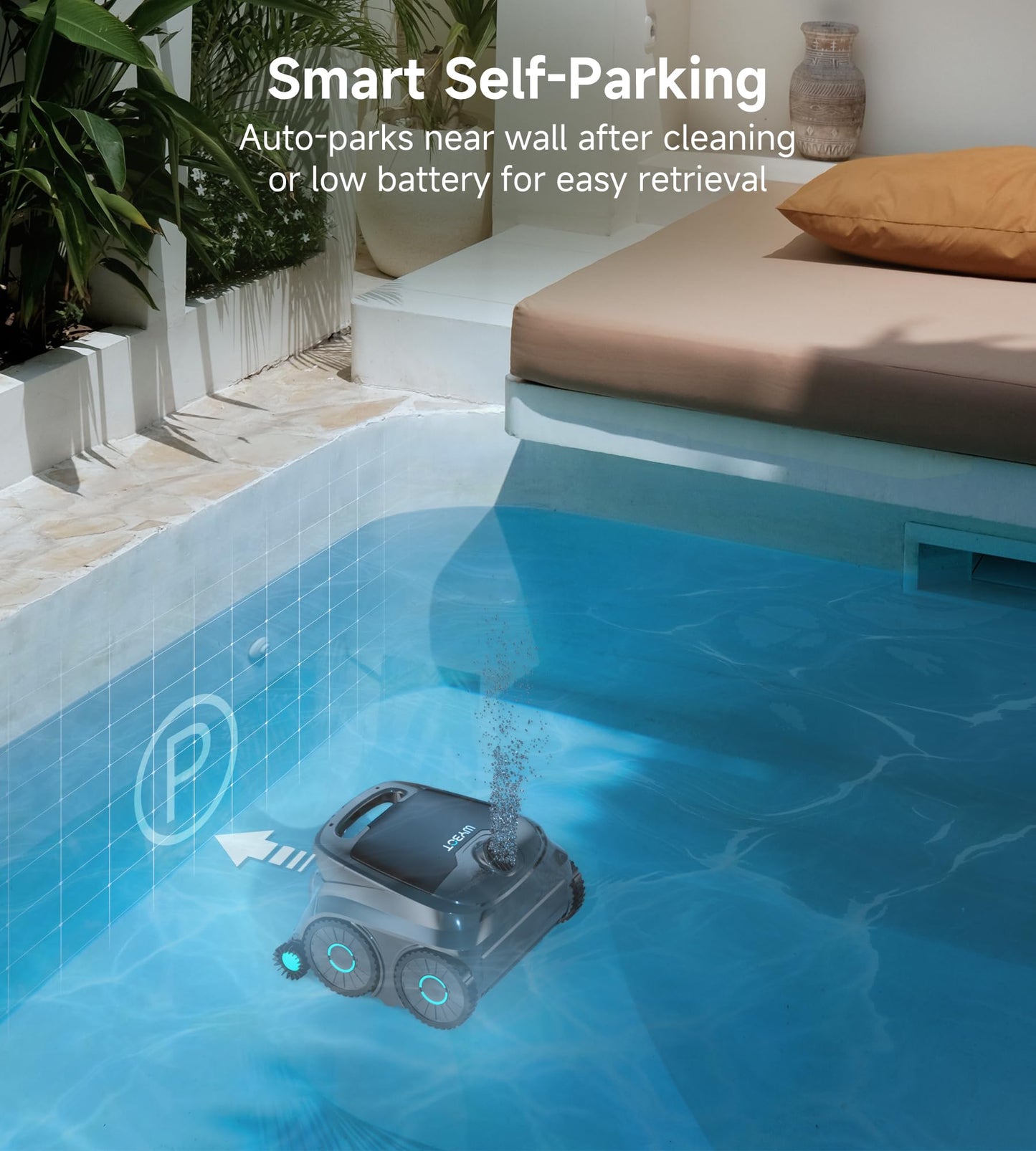 (2026 NEW) WYBOT B1 Cordless Robotic Pool Vacuum for Inground Pools, Six-Roller Brush 4-in-1 Smart Pool Cleaner, Edge Cleaning High Obstacle Crossing, Lightweight, App Navigation