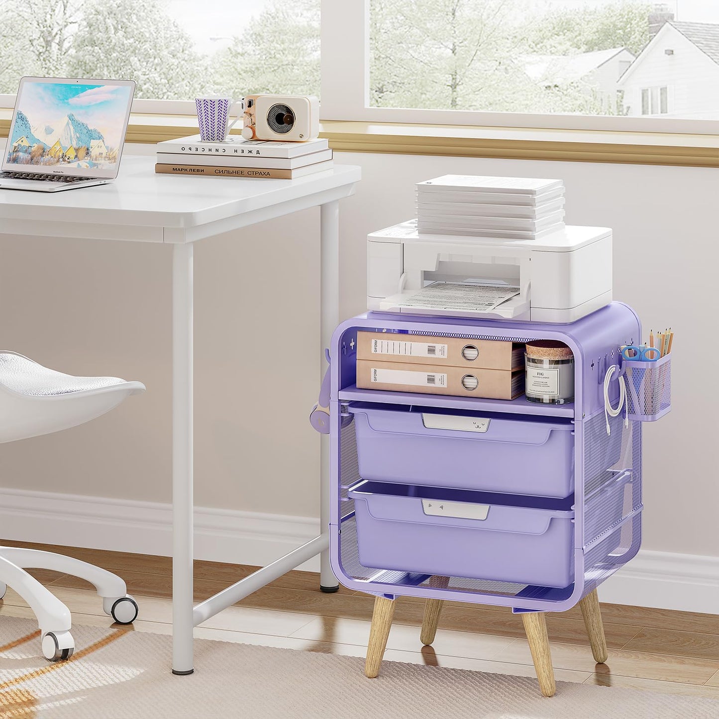 SYKIARIOL Kids Nightstand,Girls Bedside Table,Night Side Table,Kids Night Stand,End Tables Bedroom,Purple Cute Nightstand with Storage Drawer for Girls