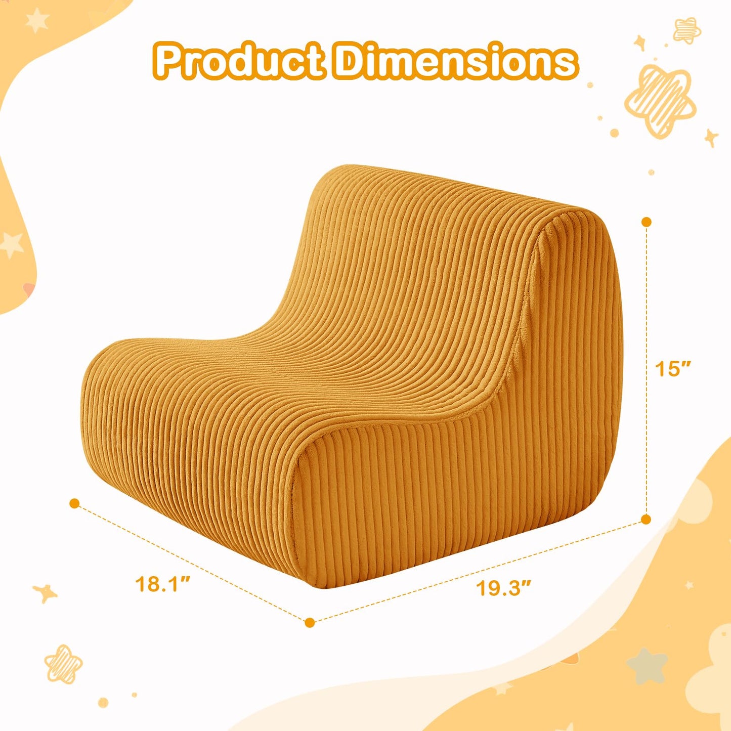 DAICO Kids Bean Bag Chair, Ultra-Soft Toddler Bean Bag Sofa with Foam, Small Toddler Comfy Lazy Lounger Floor Chairs with Handle for Playroom or Bedroom - Birthday for Boys and Girls
