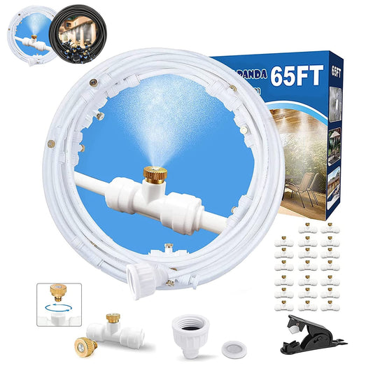 Mister System for Outside Patio, White Misting Kit for Backyard, 65Ft|20M.