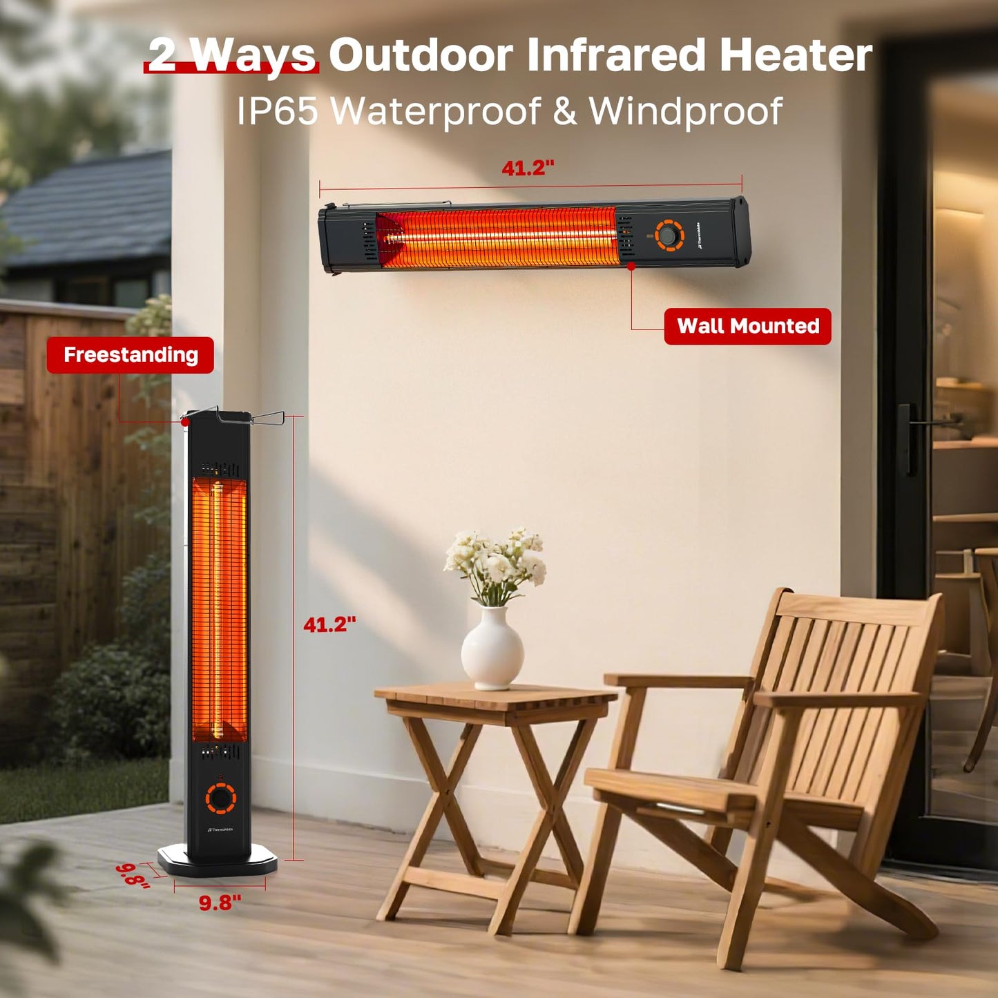 ThermoMate 1500W Electric Patio Heater, Black