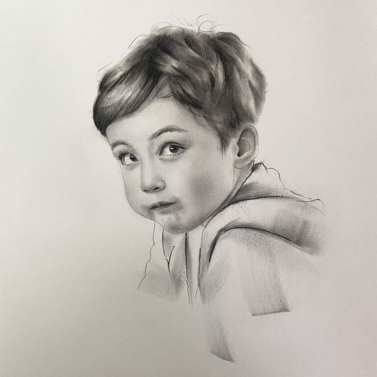 Custom Pencil Portrait 6x8 - Hand Drawn Pet Family Sketch from Photo