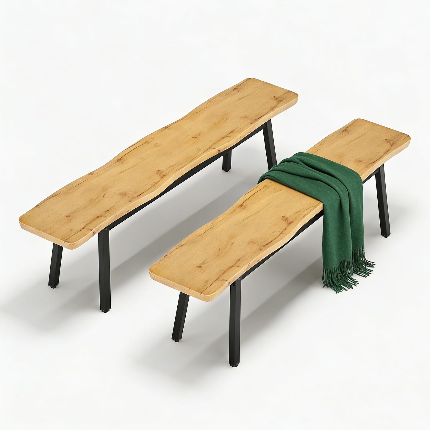 FUQARHY 59” Dining Bench Pair of 2 for 6-8 Person, Farmhouse Long Kitchen Table Benches, Entryway Bench, Indoor Bench (Oak)