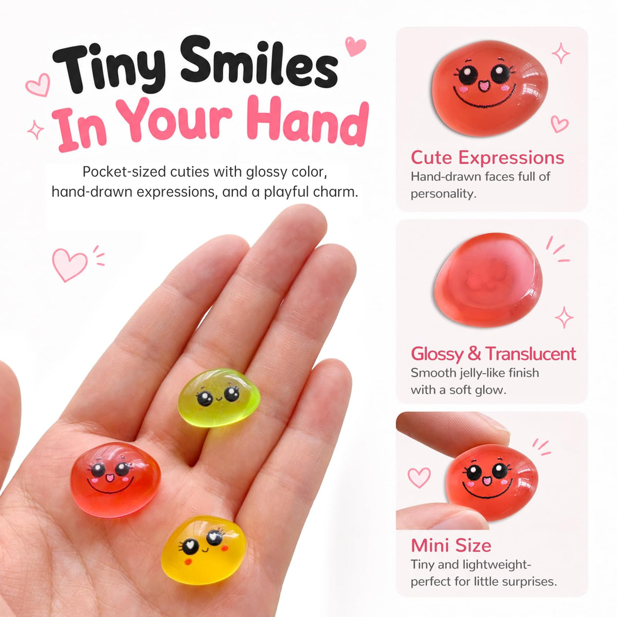 48 Pcs Mini Resin Expression Stones for Adult, Mini Trinkets, Figurines