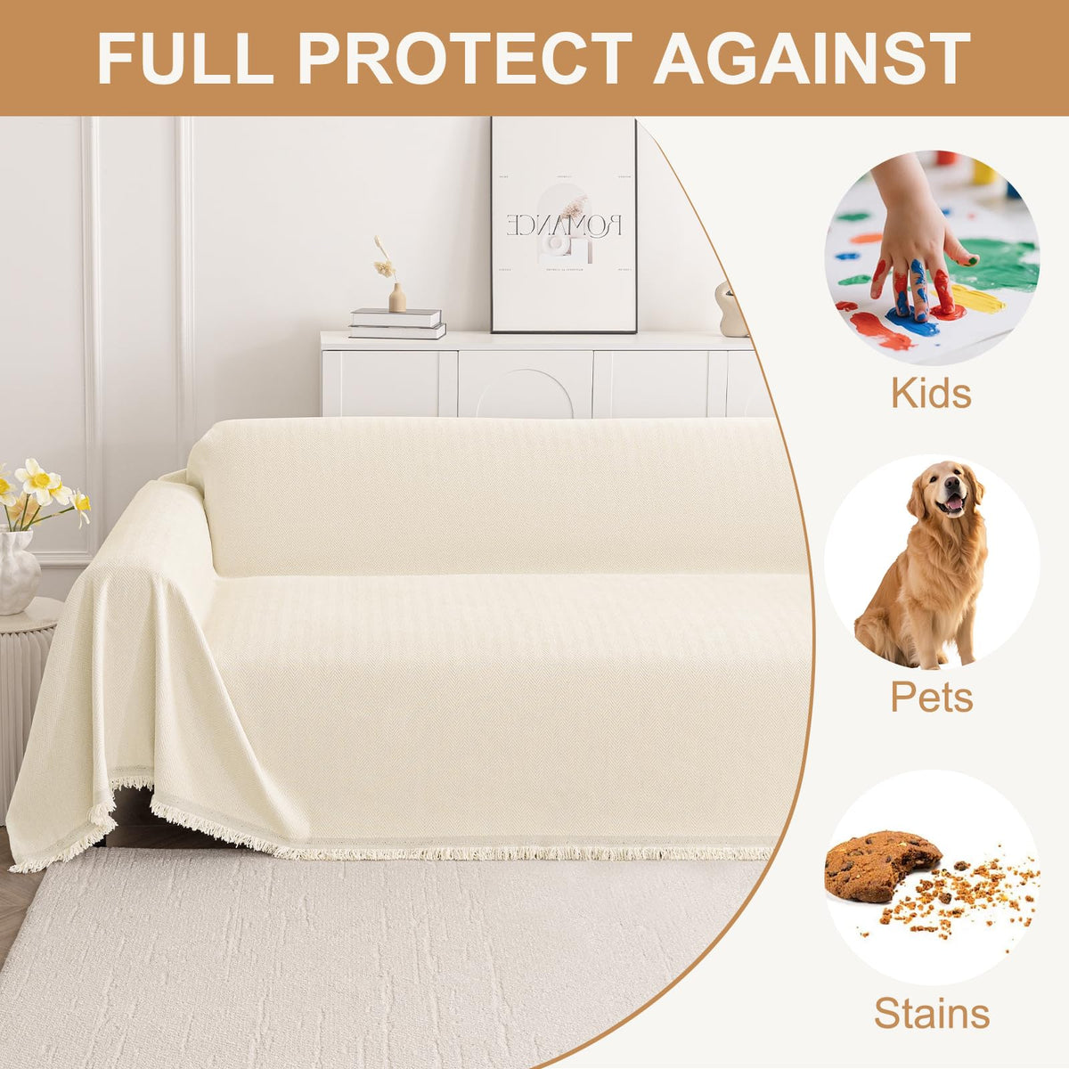 Smiry Couch Cover for Dogs, Chenille Sofa Covers for 3 Cushion Couch
