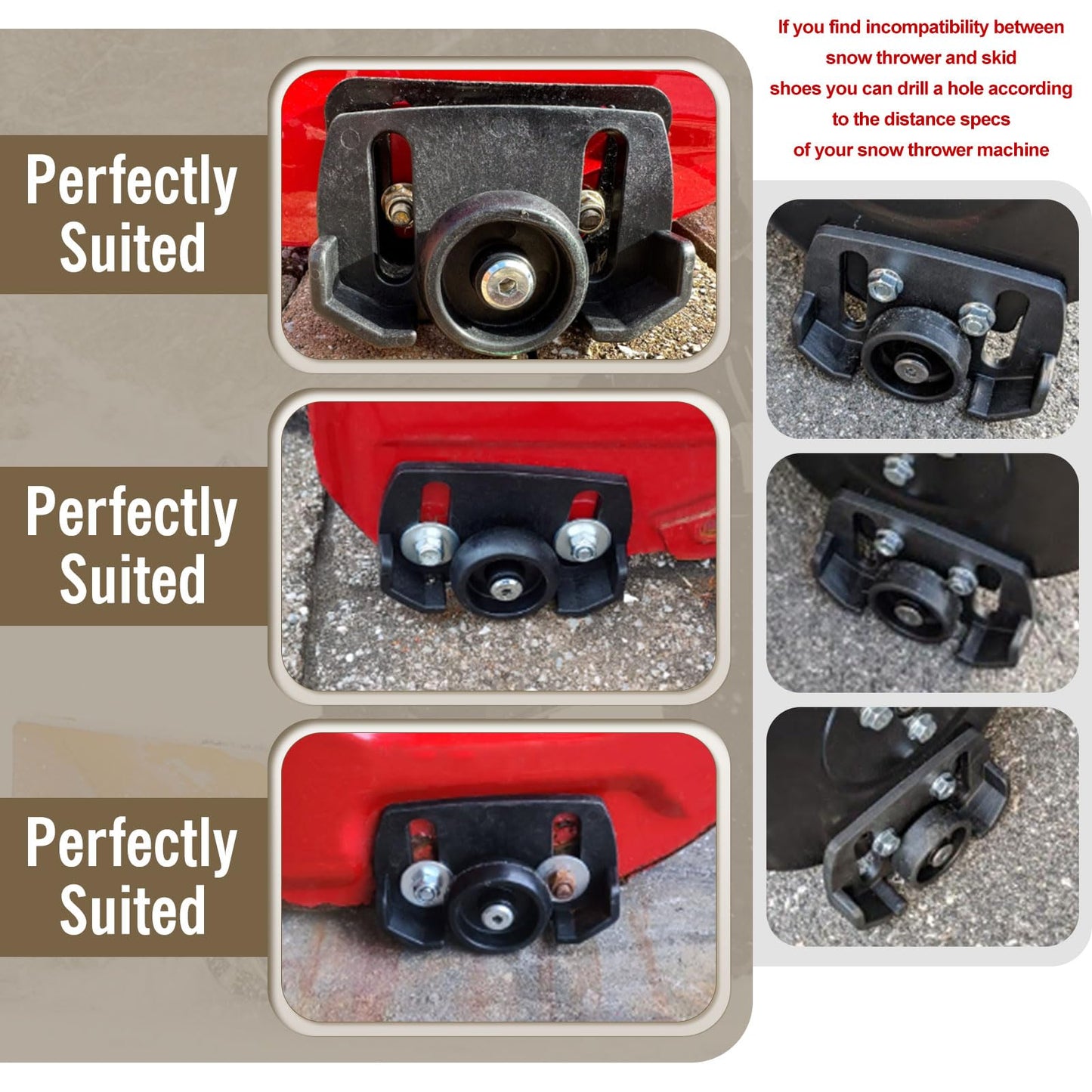 2 Pcs 490-241-0038 Universal Rolling Skid Shoes Wheel for Craftsman MTD Cub Cadet and Most 2-Stage and 3-Stage Snow Thrower Snowblowers, Universal Roller Skid Snow Thrower Shoes