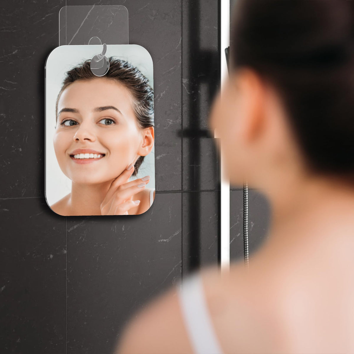 HONEYBULL Fogless Shower Mirror for Shaving, No Drill Mount, Compact 6x8in