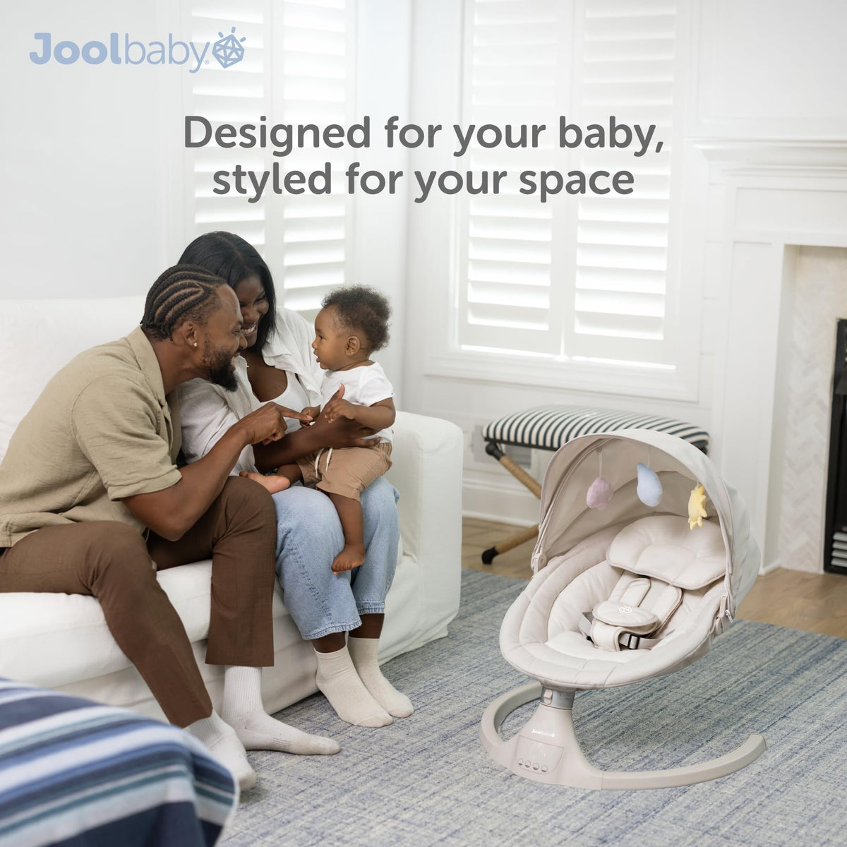 Jool Baby Nova Baby Swing for Infants – Bluetooth Music, Remote (Oatmeal)
