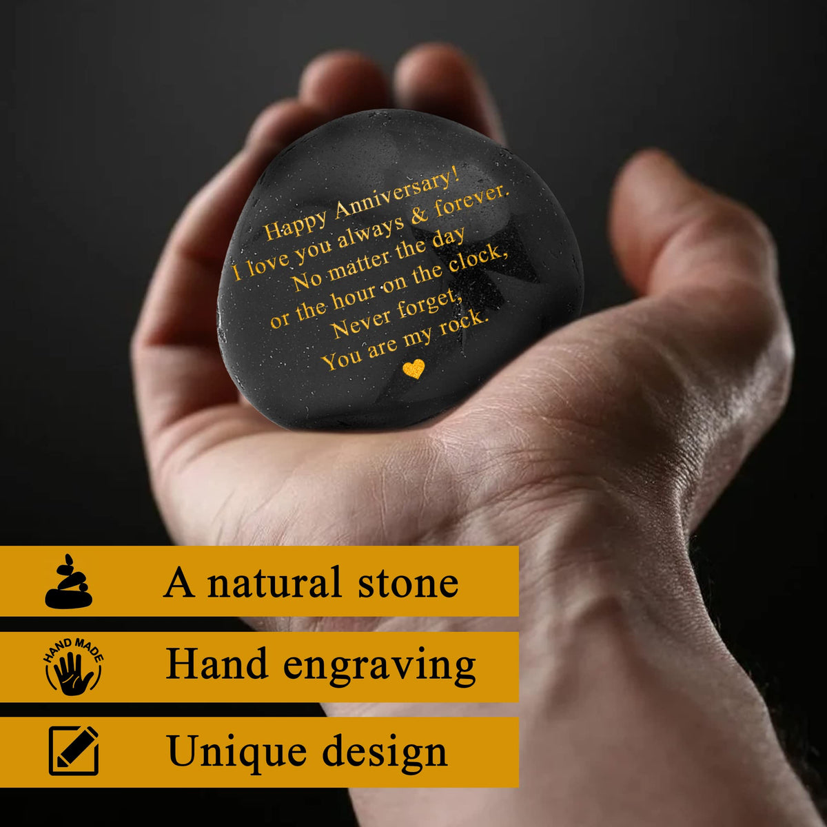 VELENTI Happy Anniversary Decorative Stones Rock - Heartwarming You are My Rock Wedding Presents, Inspiring Anniversaries Keepsake for Her, Decorative Accessories Anniversary Present for Him