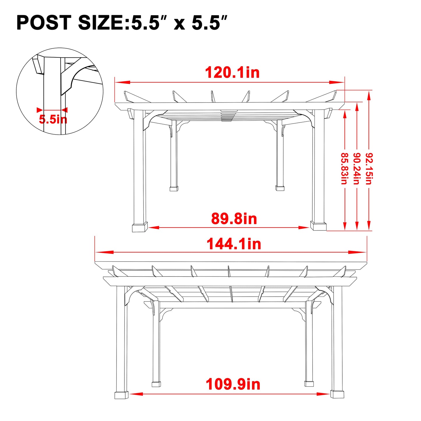BlueWish 10' x 12' Patio Pergola, Cedar Wood Pergolas with Solid Structure, Pergola Kits, Outdoor Pergolas and Gazebos with Slatted Trellis Roof for Deck Backyard Grill Party Garden
