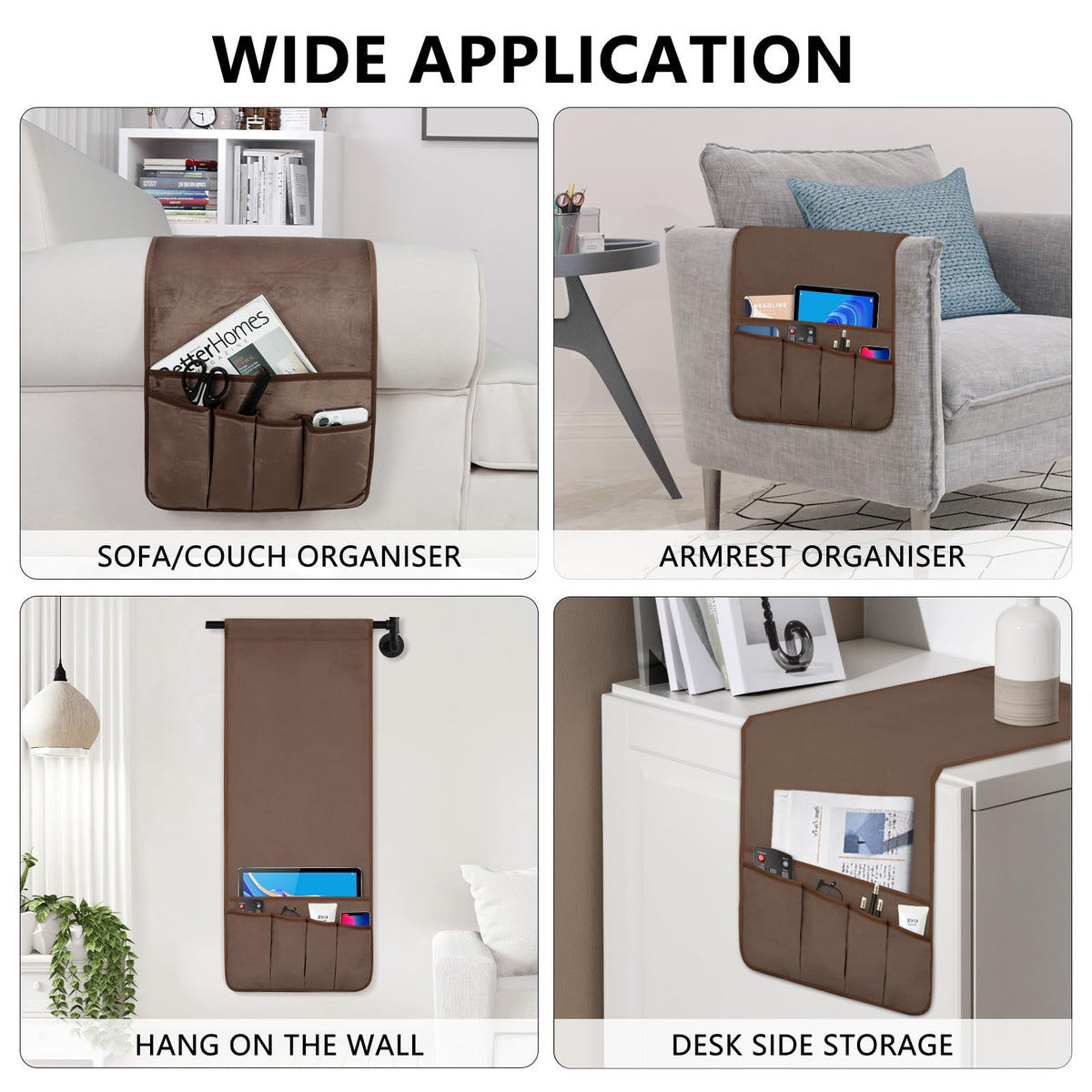 Remote Control Holder for Armchair Caddy, Remote Holder with 5 Pockets