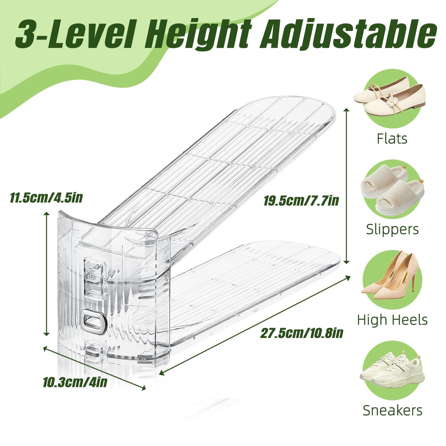 MOVDEET Shoe Slots Organizer,36 Pack Transparent Shoe Stacker Adjustable Shoe Slot Organizer Space Saver Shoe Rack Holder Shoe Storage Organizers for Closet,Transparent