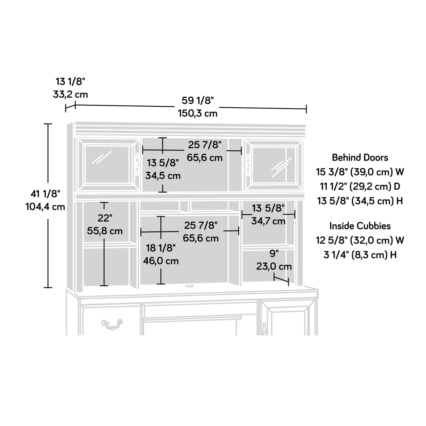 Sauder Heritage Hill Hutch For 404944, Classic Cherry finish