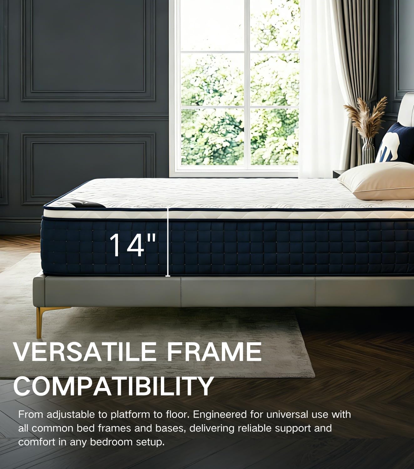 Full XL Mattress, 14 Inch Fiberglass-Free Full Mattress with Cooling Gel Memory Foam & Pocket Springs, Medium Firm for Pressure Relief, Excellent Edge Support, Motion Isolation, Back Neck Pain Relief