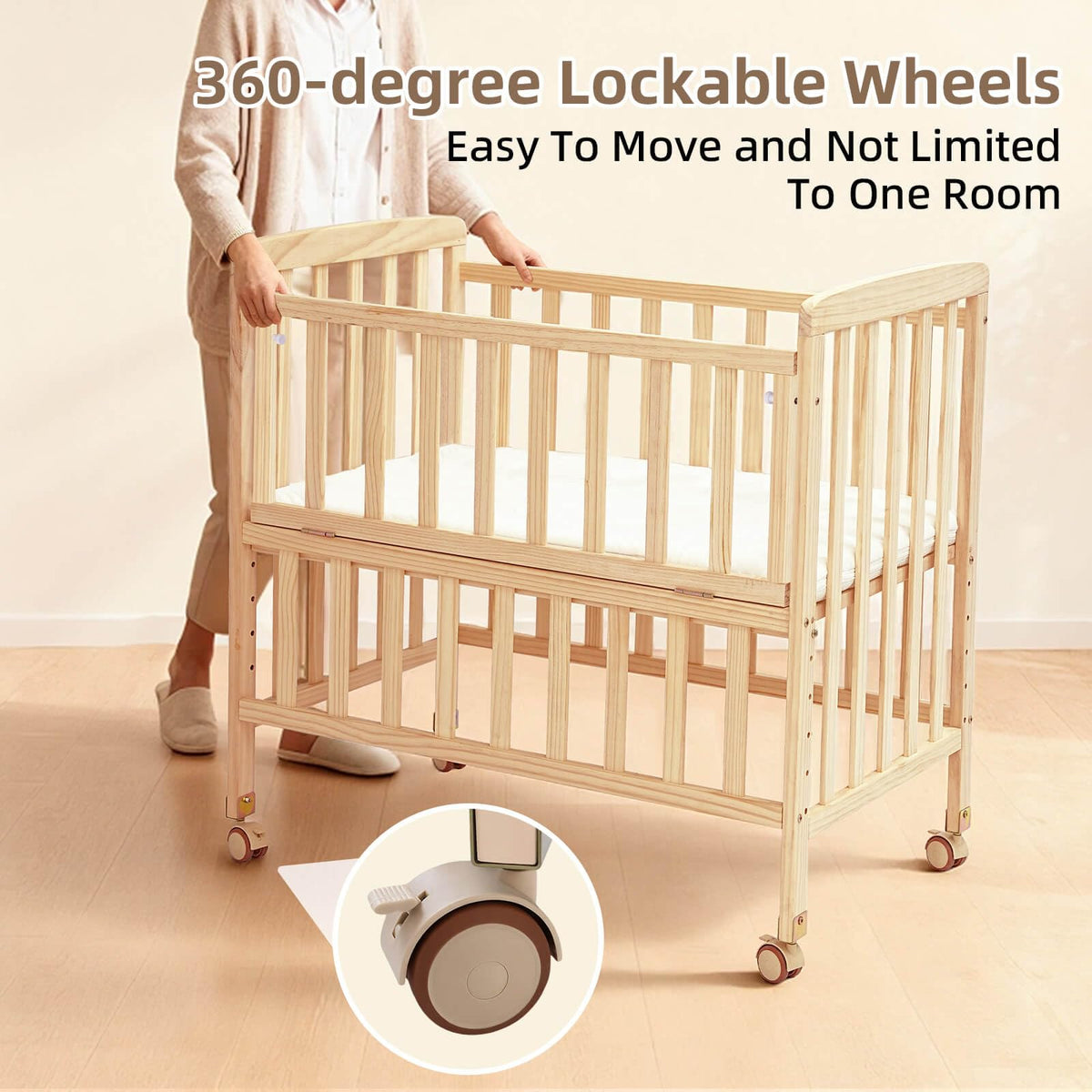 Flwrgirl Baby Bassinet Bedside Sleeper,Portable Mini Baby Crib