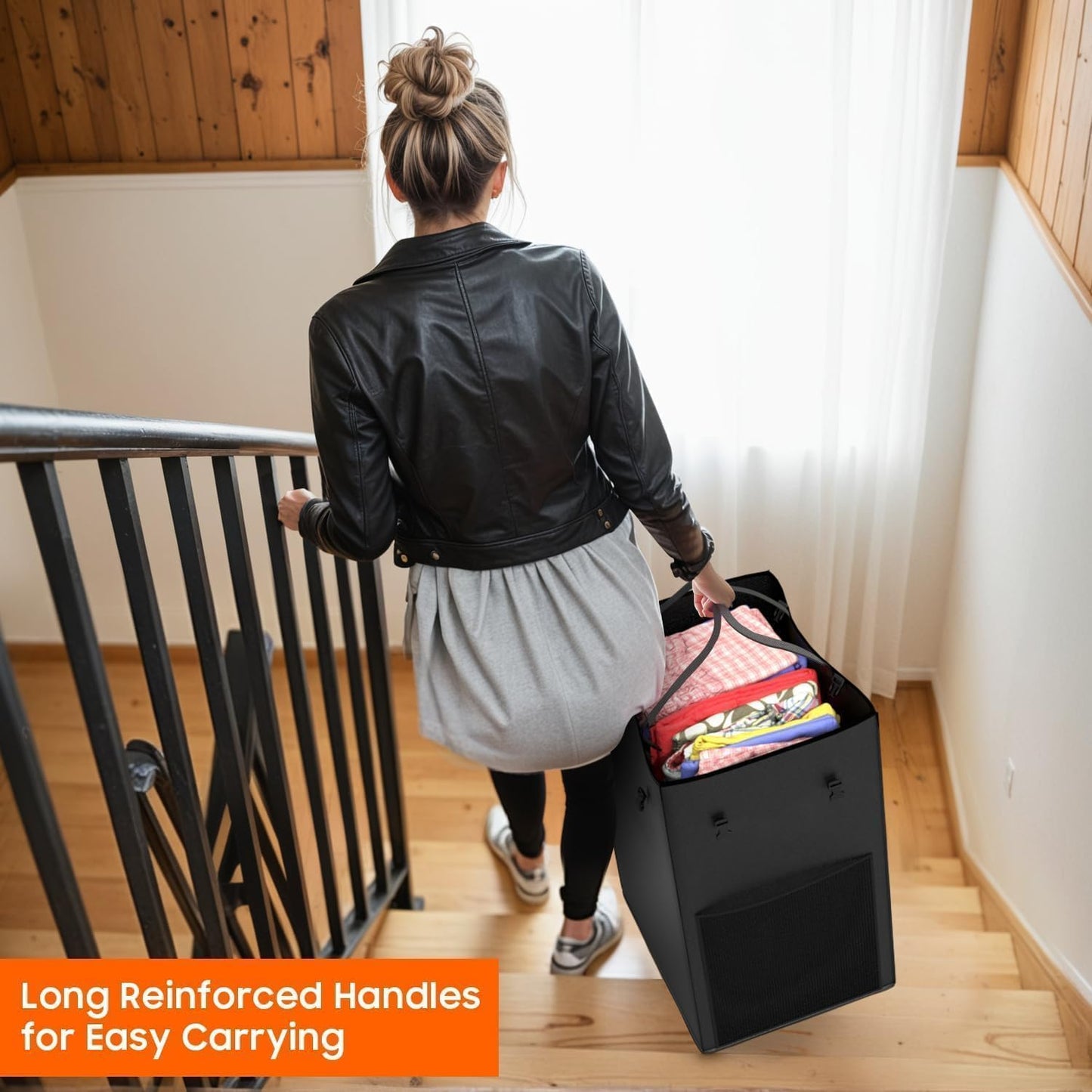 Laundry Hamper with Wheels, 150L Rolling Laundry Basket with Bag & Handles