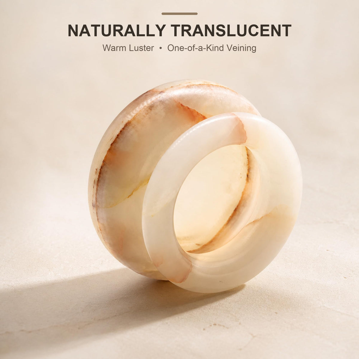 Artsolute Translucent Natural Stone Tea Light Candle Holder, 5.9 Inch
